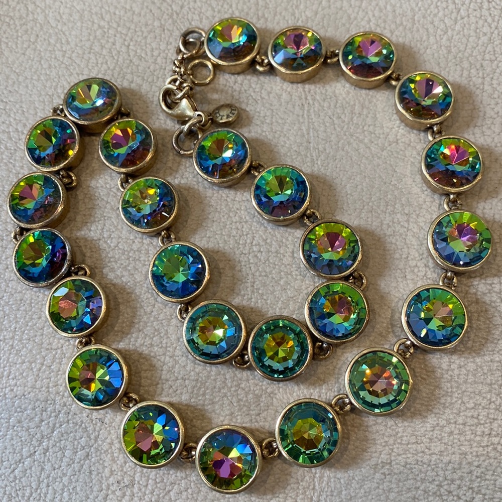**SOLD** J.Crew watermelon vitrail brulee necklace - Picture 3 of 8
